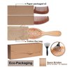 Natural Wood Hair Brush with Wooden Bristles Massage Scalp Comb and Peach Wood Beard Comb for Men and Women 3 pcs