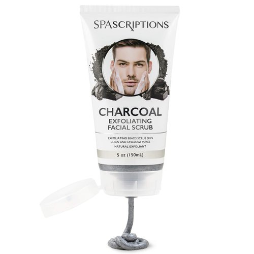Spascriptions Charcoal Facial Cleanser Exfoliating Facial Scrub Face Wash with Natural Exfoliant- 5 Oz