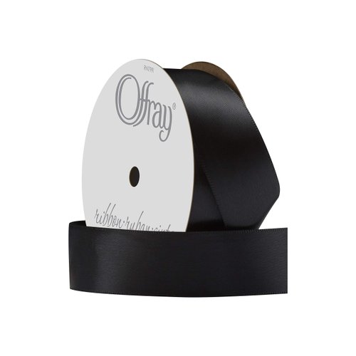 Berwick Offray 7/8" Wide Double Face Satin Ribbon, Black, 20 Yards