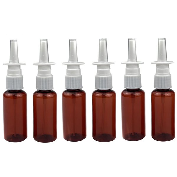 VASANA 6PCS 30ml Empty Refillable Amber Plastic Nasal Spray Bottle Cosmetic Travel Packing Perfume Makeup Water Storage Holder With Fine Mist Sprayers DIY Beauty Tool