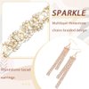 Barode Braided Rhinestones Headband Earrings Gold Crystal Hairbands Eardrop Sparkle Head Chain Tassel Jewelry Set for Women (White, Free Size)