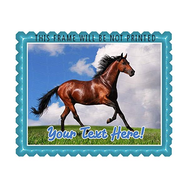 Brown Horse - Edible Cake Topper - 7.5" x 10" (1/4 sheet) rectangular