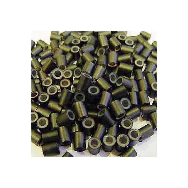 HAIR DE VILLE Silicone Lined Copper Micro Tube Rings Links Beads Linkies For I Tip Stick Glue Feather Hair Extensions (200 PCS 4mm, Black)