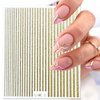 3D Glitter Lines Nail Stickers Holographic Nail Art Stickers Metal Stripe Nail Decals Self Adhesive Geometric Strip Line Nails Stickers Women DIY Nail Supplies,6 Colors/Set