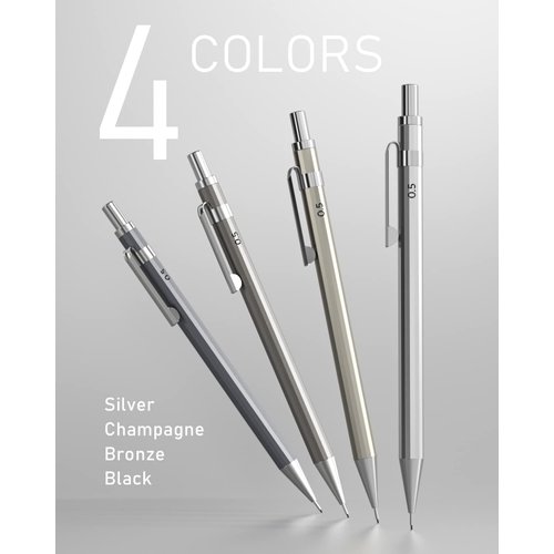 Nicpro 4PCS Metal Mechanical Pencils Set 0.5 mm, Lead Drafting Pencil 0.5mm for Artist Writing, Sketching, Drawing with 8 Tube HB #2 Refill, 3PCS 4B Eraser, 9 Eraser Refill- Come Case