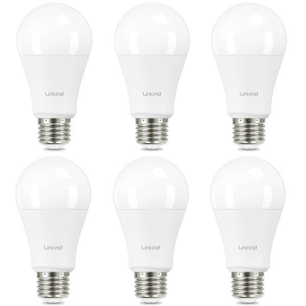 Linkind A19 LED Light Bulb, 100W Equivalent Light Bulbs, 14W 5000K Daylight, 1600 Lumens Non-Dimmable LED Bulb, E26 Standard Base, Energy Efficient UL Listed, 6-Pack