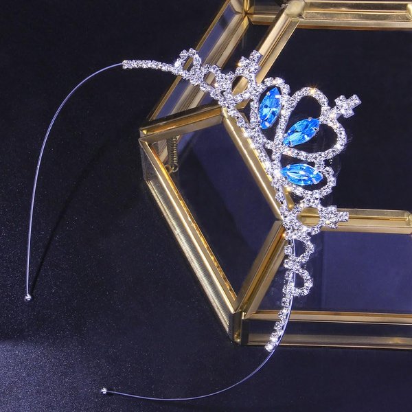 CASOLVX Princess Rhinestone Crown Kids Dress-up Crown Headband Crystal Tiara Hair Accessories for Birthday Wedding Halloween Cosplay