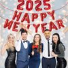 Red Happy New Year 2025 Balloons, 16 Inch 2025 Foil Number Balloons, 2025 New Years Decorations for New Years Eve Party Supplies 2025 New Years Eve Décor