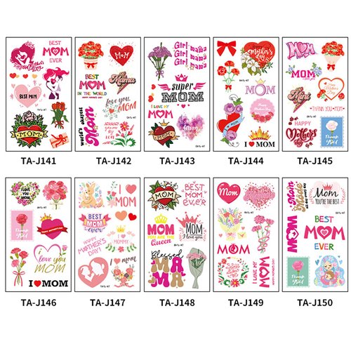 10 Sheets Mother’s Day Temporary Tattoos Super Mom Fake Tattoos Sticker I Love Mom Body Art Waterproof Tattoos for Body Face Kids Women Girls Mother’s Day Party Favor Supplies