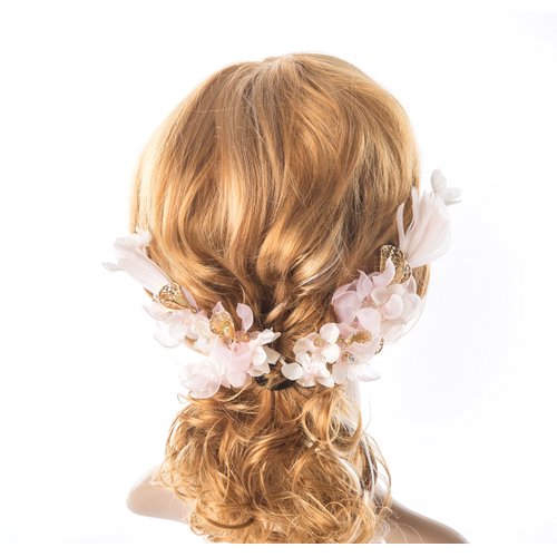 Flower hair pin bridal hair clip flower hair comb rhinestone and pearl Accented bride bun pin - wedding hairpiece