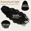 Fanguilar Ponytail Extension 24 Inch Long Curly Wavy Drawstring Ponytail Extension Synthetic Hair Extensions Ponytail for Women Daily Use Natural Black