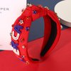 mokkia 4th of July Headband for Women American Flag Star Knotted Headbands Red White and Blue Rhinestone Crystal Top Knot Headbands Patriotic 4th of July Accessories Party Favors (American Red)