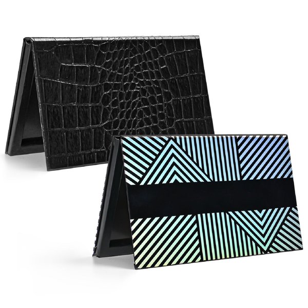 Lolalet Night Shades Magnetic Makeup Palette Empty, 2 Pack Magnetic Pallets with Mirror for Eyeshadow Lip Color Blush Powder Highlighter Contour -Stripeblack