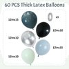 HILAVO Dusty Blue and Black Balloons 60pcs 12 Inch Race Car Slate Light Pale Blue Green Black Metallic Silver Latex Helium Balloon for Boys Race Car Fast Birthday Safari Baby Shower Party Decorations