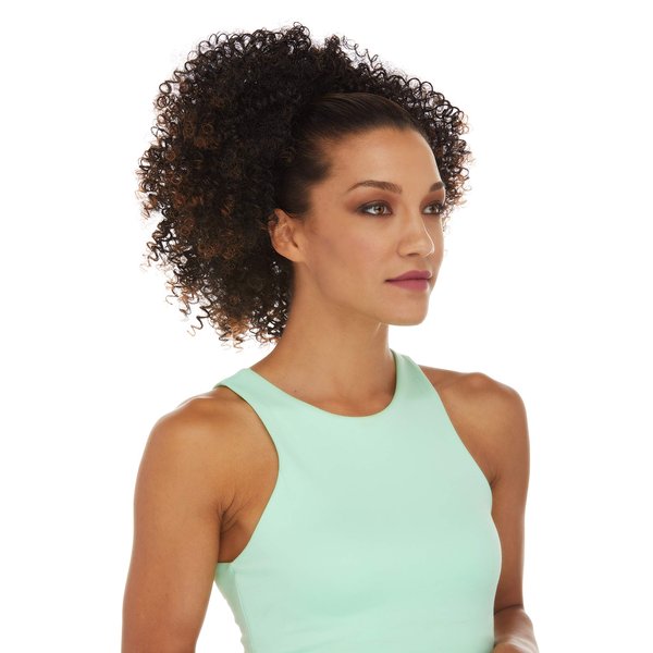 Sepia Wigs Glory Drawstring Ponytail Color T1B33 Tight Spiral Curls Wrap Around Fun Bun Updo Synthetic African American Top of Head Pony Curly