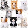8 Pieces Plush Pets 5 Inch Stuffed Animals Bulk Assorted Cute Stuffed Pet Animal Plush Toys Small Plush Animals for Halloween Kid Classroom School Pet Party Favors Supplies Decoration (Long Hair Cat)