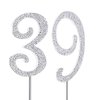 MAGJUCHE Silver 39" Crystal Cake Topper, Number 39 Rhinestones 39th Birthday Cake Topper, Men or Women Birthday or 39th Anniversary Party Decoration Supply