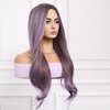 Smilco Synthetic Wigs for Women Ombre Light Purple Wig Long Wavy Curly Middle Part Wig Natural Looking Hair Wigs Synthetic Heat Resistant Fiber Wigs for Daily Party Cosplay (26 Inch)