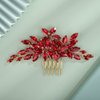 BERYUAN Women Girls Bridal Red Crystal Rhinestone Wedding Hair Comb Teardrop Rhinestone Wedding Headpiece Silver Gold Wedding Hair Accessories Bridal Headband for Brides Bridesmaid (red)