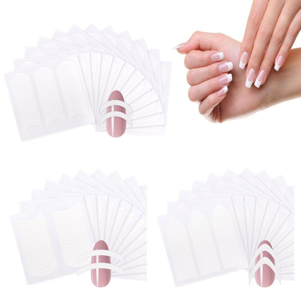 Yokilly French Manicure Nail Art Stickers, 1440 Pieces 3 Designs French Tip Nail Guides, Self-Adhesive Nail Decals Manicure Kits with Strips for DIY Decorations Stencil Tools (36 Sheets)