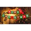 Red and Green Merry Christmas Banner, Christmas Bunting Garland Snowflake Party Supplies for Home Outdoor Indoor Holiday Fireplace Mantel