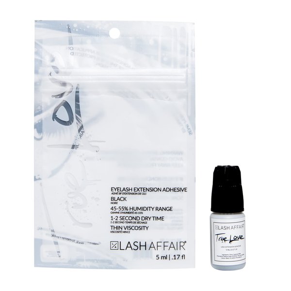Lash Affair Eyelash Extension Glue, False Lash Semi-Permanent Professional Strong Adhesive for Individual Lashes, Lash Tech Artist Supplies, Quick-Dry, Latex Free, Low Fumes, Black, True Love, 5 ml