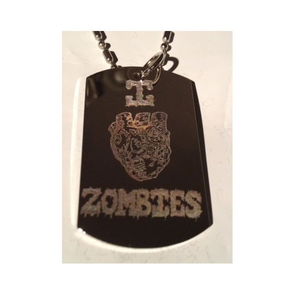 Novelty I Heart Love Zombies Logo - Military Dog Tag, Luggage Tag Key Chain Metal Chain Necklace