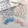 Flower Nail Art Stickers Decals Pink White 5D Embossed Nail Decals Spring Nail Stickers for Nail Art Blue White Flowers Self-Adhesive Nail Art Supplies for Women
