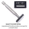 Parker 64S Stainless Steel Handle Double Edge Safety Razor with Closed Comb Head & 5 Premium Blades