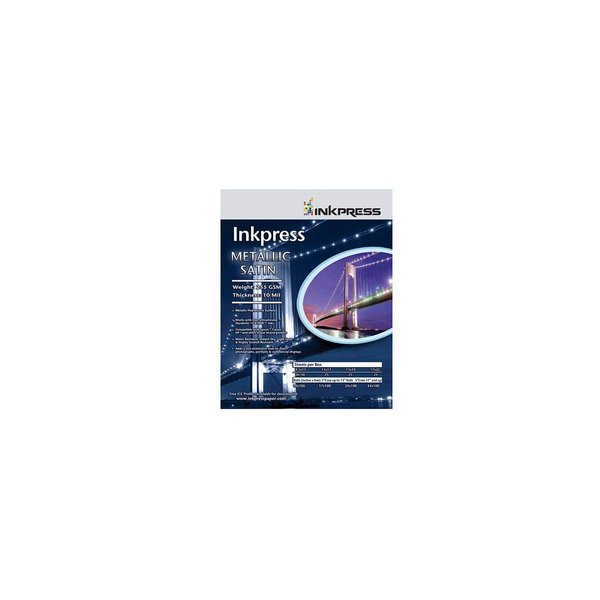 Inkpress Metallic Satin Inkjet Paper, 255 gsm, 10 mil, Metallic Pearlescent Surface, 5x7", 50 Sheets