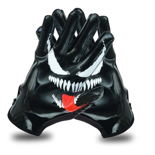 Taqcha Youth Villain Football Gloves - Tacky Grip Skin Tight Youth Football Gloves - Pro Elite Super Sticky Receiver Football Gloves - Youth Sizes (Youth M - L)