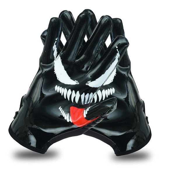 Taqcha Youth Villain Football Gloves - Tacky Grip Skin Tight Youth Football Gloves - Pro Elite Super Sticky Receiver Football Gloves - Youth Sizes (Youth M - L)