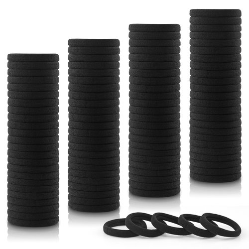 150PCS Black Hair Ties for Women Girls, Seamless Thick Black Hair Band, Elastic Hair Ties No Damage Ponytail Holder (150Pcs Black)