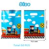 3sscha 50Pcs Train Party Favor Bag Transportation Themed Waterproof Goodie Bag with Die Cut Handles Railway Traffic Glossy Plastic Candy Gift Bags for Kids Birthday Baby Shower Decoration Supplies