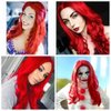 Hanne Fashion Red Wigs Long Wavy Synthetic Wig Middle Part Heat Resistant Fiber Natural Looking Party Cosplay Full Wigs for Women
