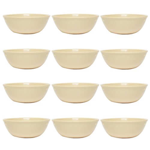 TrueCraftware- 15 oz Nappie Bowl Tan Color Melamine Set of 12- Dishwasher Safe Break-Resistant Reusable Bowls Serving Soup Bowl Broth Cups Soup Bowls Ice Cream Dipping Sauce