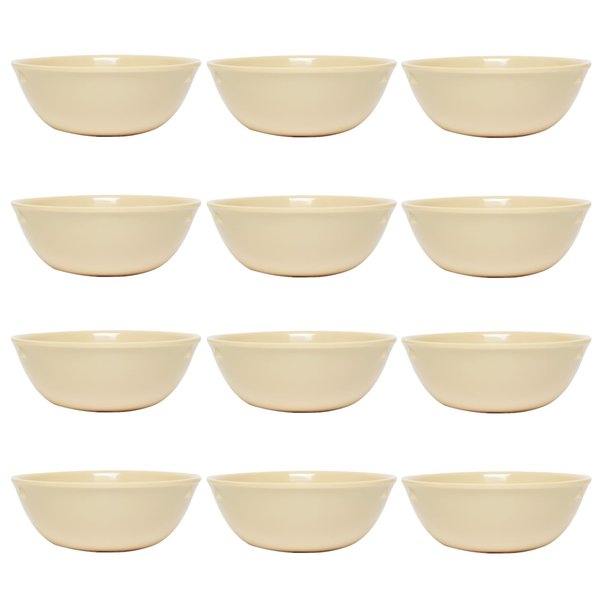 TrueCraftware- 15 oz Nappie Bowl Tan Color Melamine Set of 12- Dishwasher Safe Break-Resistant Reusable Bowls Serving Soup Bowl Broth Cups Soup Bowls Ice Cream Dipping Sauce
