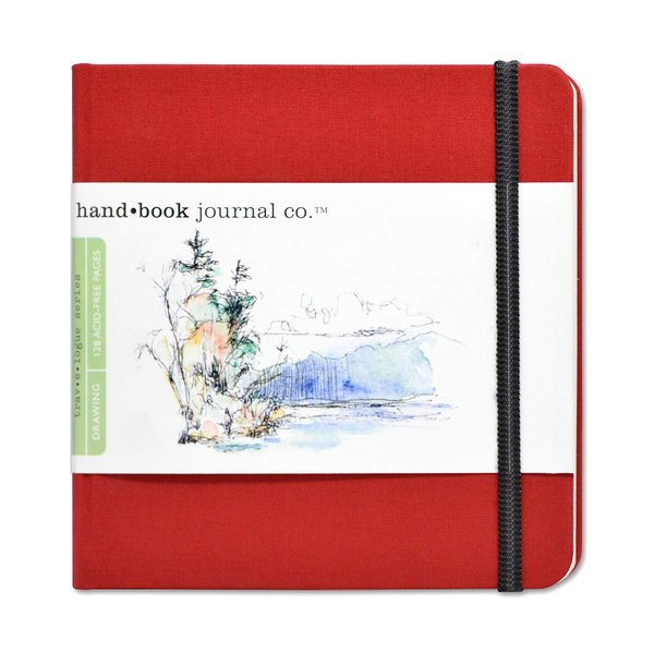 Handbook Journal Co. Artist Canvas Cover Travel Notebook for Drawing and Sketching, Vermilion Red, Square 5.5 x 5.5 Inches, 130 gsm Paper, Hardcover w/Pocket