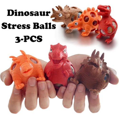 ZTATU Dinosaur Squishy Fidget Toys, Stress Balls for Adults (3PCS) Fidget Toy Squishy Stress Ball, Party Favors Dinosaur Toys Squeeze Fidget Ball, Stress Relief Toy Easter Basket Stuffers