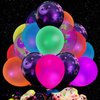 LovesTown 66PCS Glow Balloons Assorted, 12" UV Neon Party Latex Balloons Moon Stars Fluorescent Balloons for Birthday Wedding Glow Party Supplies