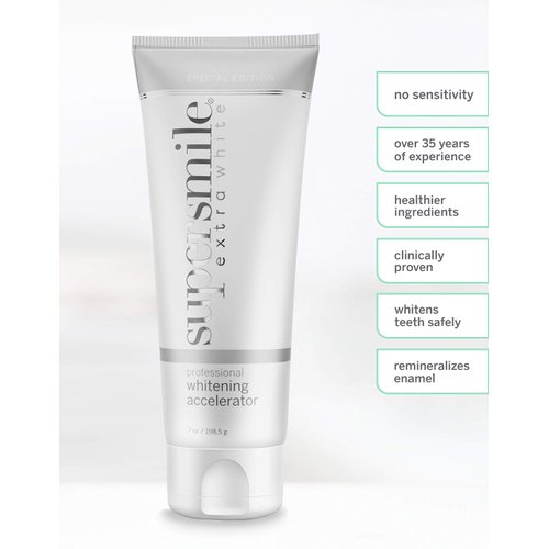 Supersmile Extra White Professional Whitening Accelerator - Enamel-Safe Teeth Whitening Gel - Effectively Lifts Deep-Set Stains without Sensitivity (Tube, 7 Oz), 7 oz.