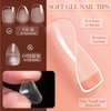 krofaue 3 Styles Short Nail Tips Kit - 720PCS Gel X Nail Tips Half Matte Coffin Nails Almond Nails Square Fake Nails Full Cover Press on Nails Extension for Soft Gel Nail Tips Set Art DIY Home - Gifts