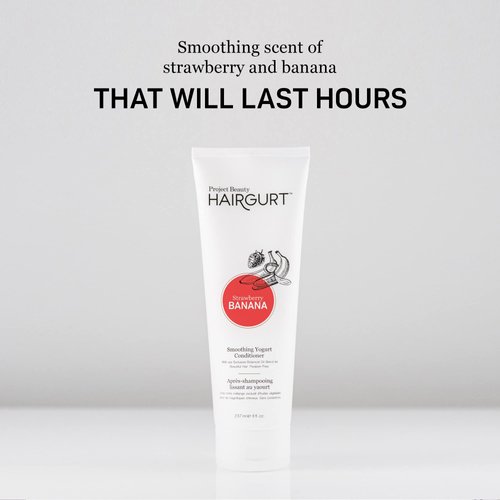 Hairgurt Smoothing Yogurt Hair Conditioner - Strawberry-Banana - Natural Hair Care, Hair Products Smoothes Dry, Damaged, Frizzy & Color-Treated Hair, 8 oz