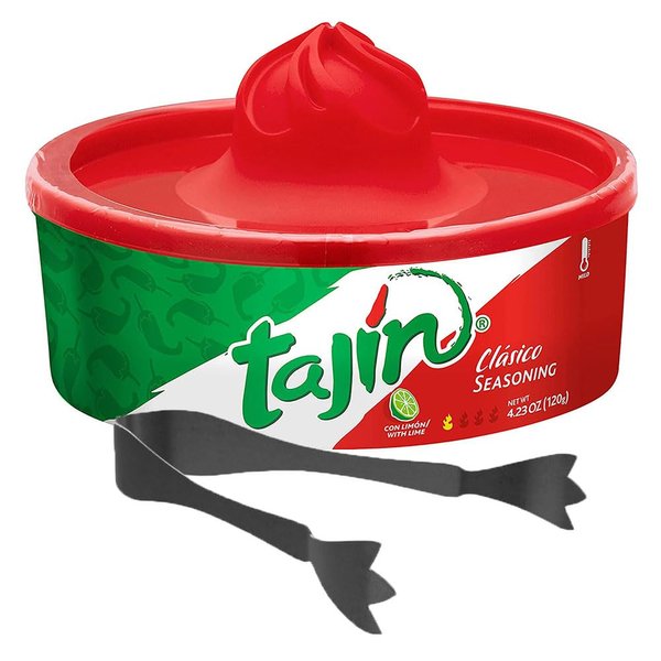 Tajín Clásico Chile Lime Seasoning Rimmer 4.23 oz and gift Ice Tongs Pico de gallo fresh Margarita salt rimmer set, Salt rimmer for cocktails
