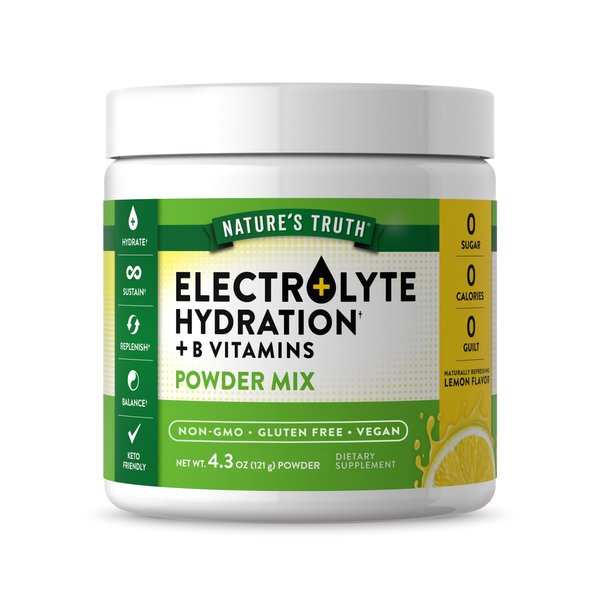 Nature's Truth Electrolytes Powder | No Sugar | Vegan, Non-GMO & Gluten Free Supplement for Hydration | with B Vitamins | Refreshing Lemon Flavor