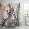 Emvency Waterproof Shower Curtain Curtain Fabric with Hooks Yellow Paintings Mermaid Woman Stucco Aug 66"x72" Decorative Bathroom Odorless Eco Friendly