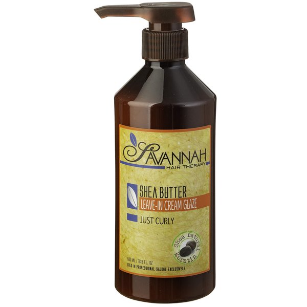 Savannah Hair Therapy Leave In Cream-Glaze – Leave in Conditioner for Curly Hair/Dry Damaged Hair with Shea Butter, 16.9 oz, Cotton and Silk Protein, Vitamin B6 - Sulfate Free Curl Defining Cream