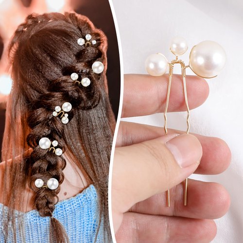 12 Pcs Pearl Hair Pins Bridal Hair Pins U Shaped Pearl Hair Clips Pearl Hair Accessories Hair Pearls Decorative Hair Pins Pearl Bobby Pins for Brides Bridesmaid Women Girls