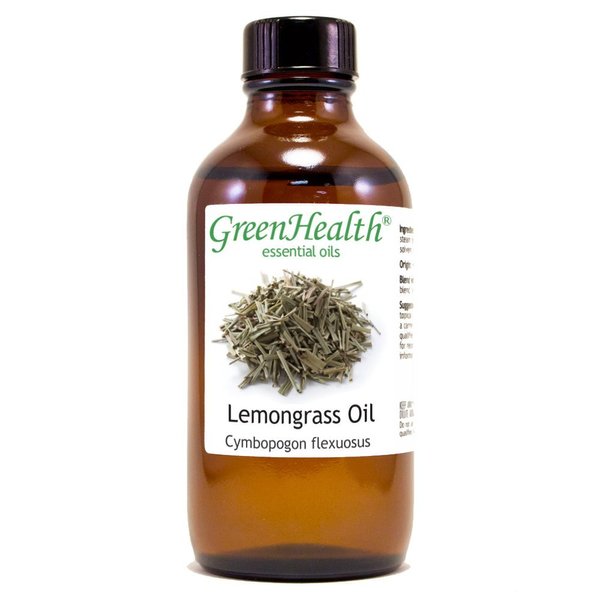 Lemongrass Essential Oil – 4 fl oz (118 ml) Glass Bottle w/Cap – 100% Pure Essential Oil – GreenHealth