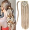 Ugrace Hair Blonde Ponytail Extension Human Hair Ponytail For Women Clip In Ponytail Hair Extensions Wrap Around Long Ponytail Remy Straight One Piece Hairpiece Hair(18 inch, Ombre #16/613)